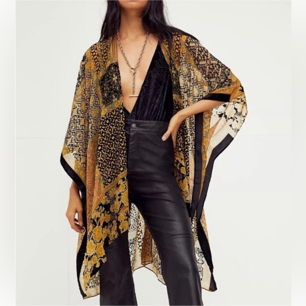 Free People Beguiled Burnout Patchwork Kimono - image 3
